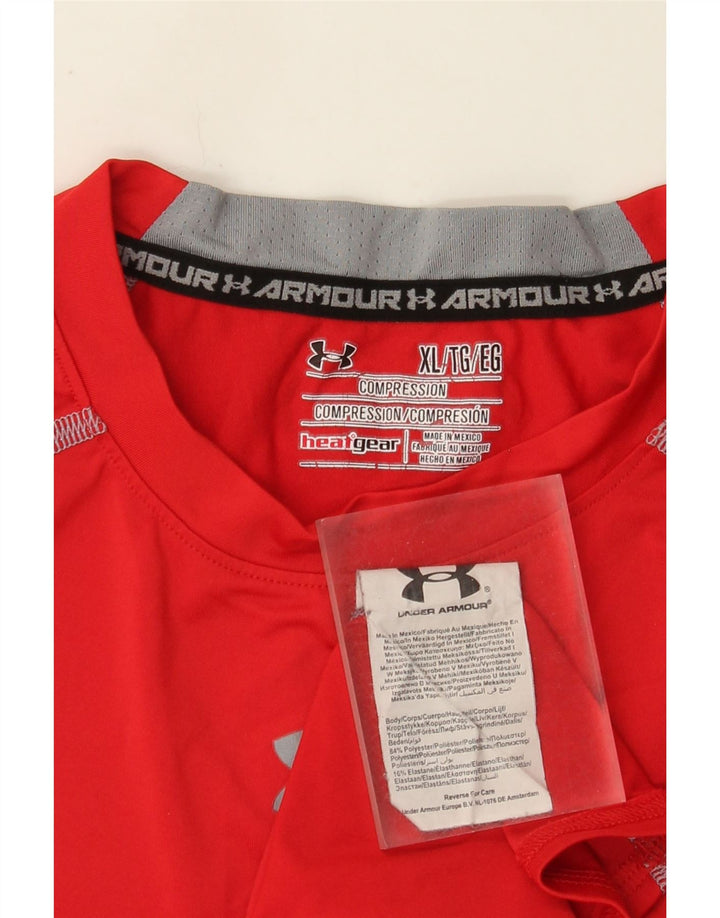 Under Armour Mens Heat Gear Graphic Top Long Sleeve XL Red Polyester