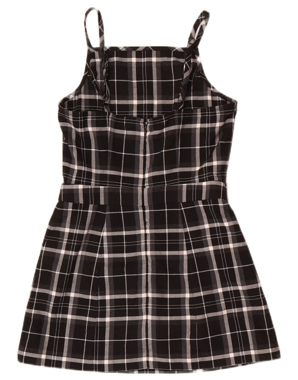 Superdry Womens Pinafore Dress UK 8 Small Black Plaid Polyester