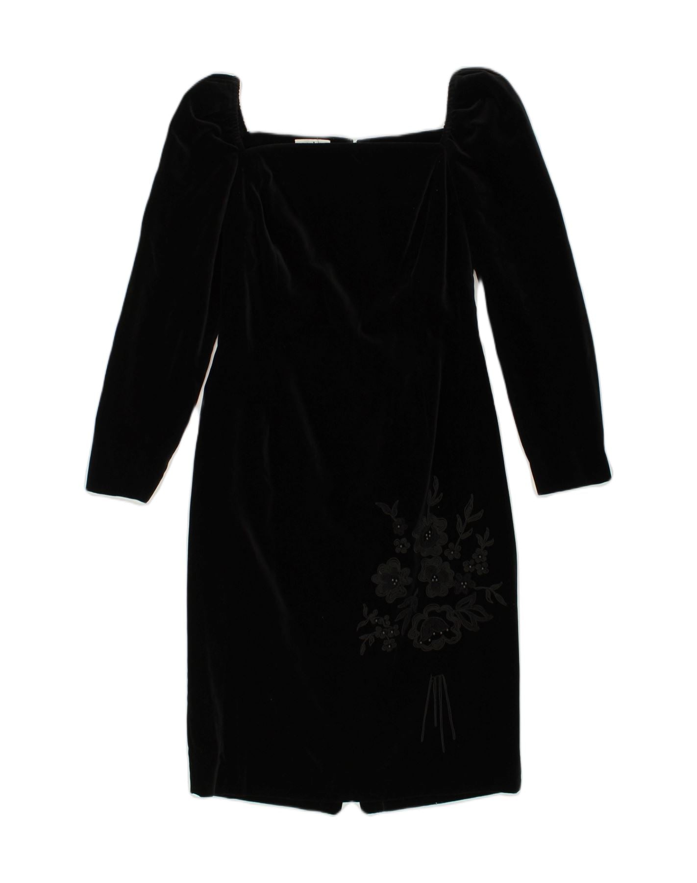 MODYVA Womens Long Sleeve Velvet Bodycon Dress UK 8 Small Black