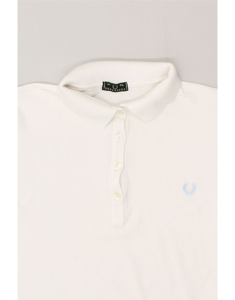 FRED PERRY Womens Polo Shirt UK 18 XL White Cotton | Vintage Fred Perry | Thrift | Second-Hand Fred Perry | Used Clothing | Messina Hembry 