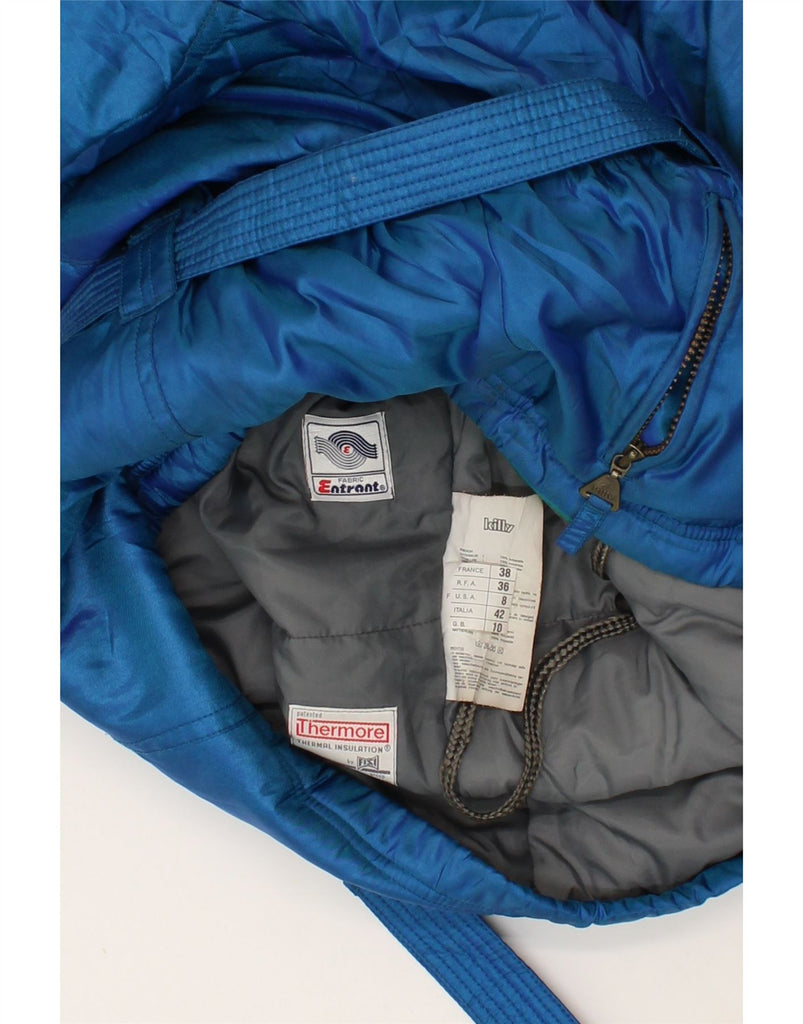 KILLY Womens Oversized Hooded Ski Jacket UK 10 Small Blue Polyamide Vintage Killy and Second-Hand Killy from Messina Hembry 