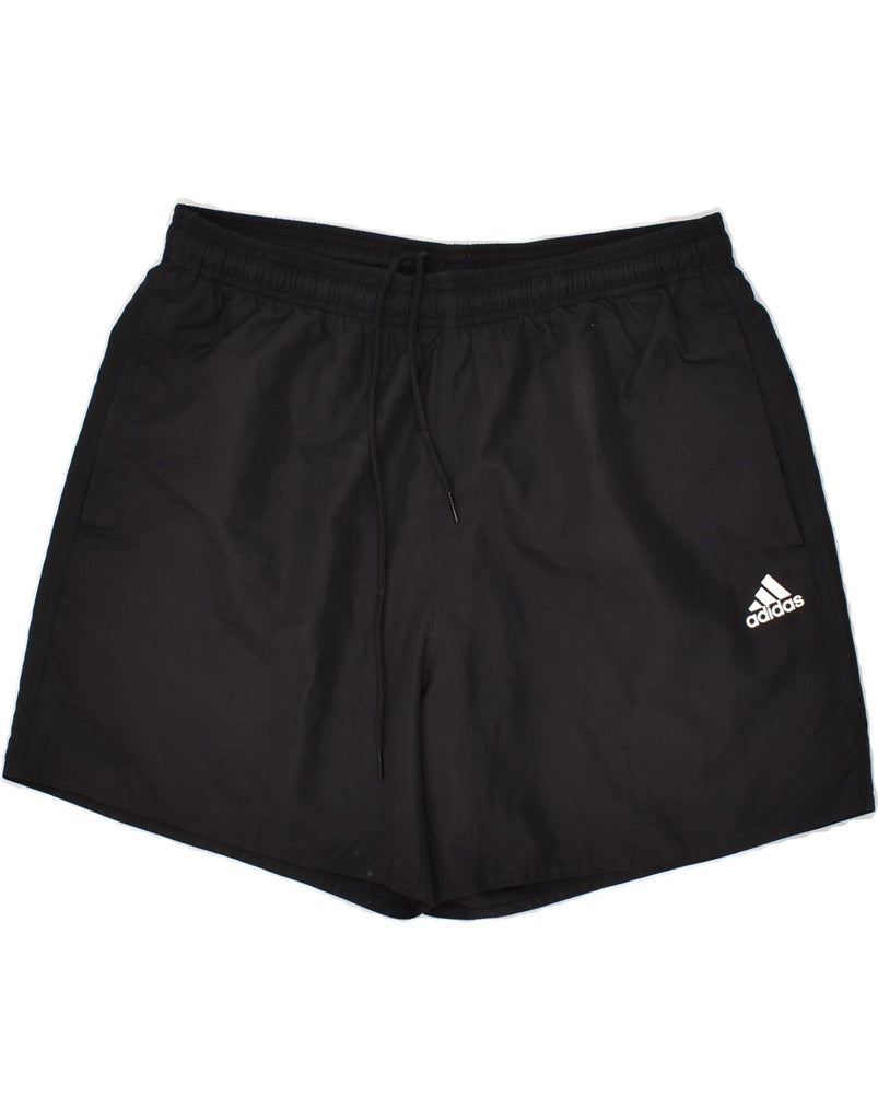 ADIDAS Mens Graphic Sport Shorts Large Black Polyester | Vintage Adidas | Thrift | Second-Hand Adidas | Used Clothing | Messina Hembry 