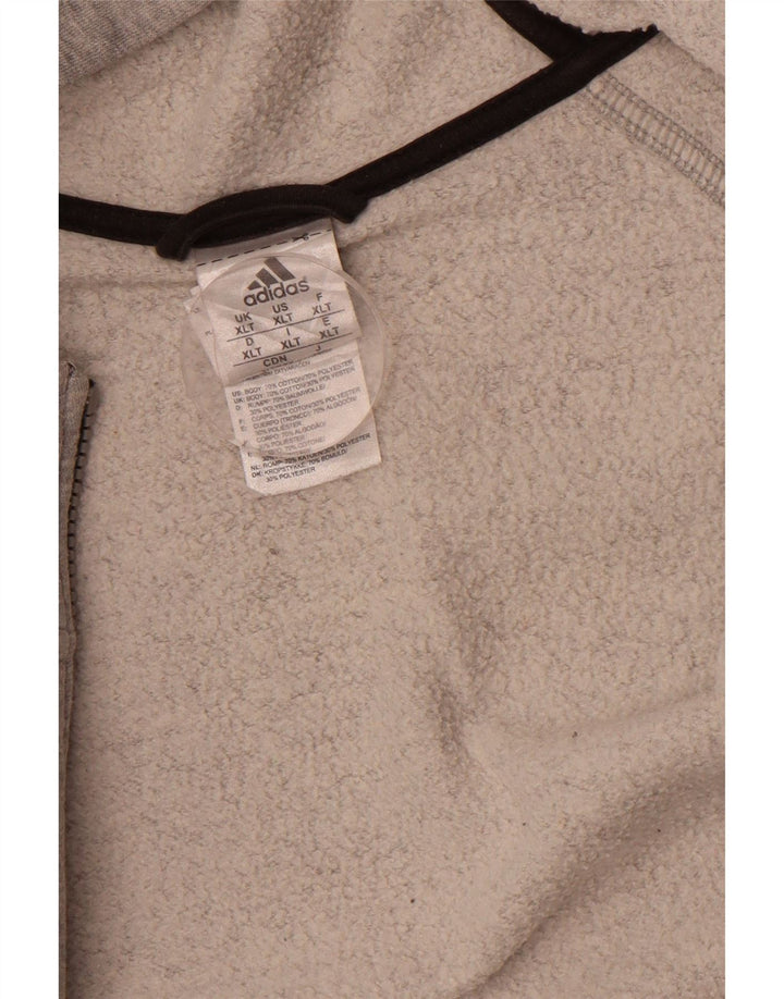 ADIDAS Mens Tall Zip Hoodie Sweater XL Grey Cotton