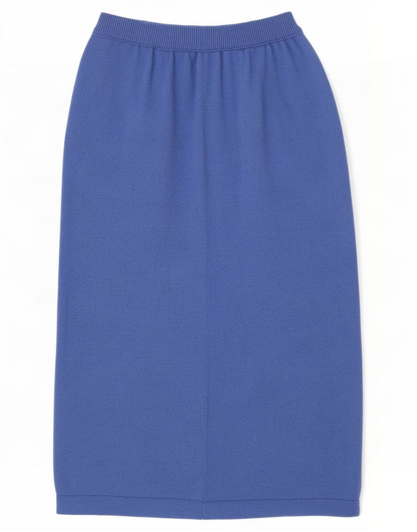 Chiara Bertani Womens High Waist Knit Midi Skirt W26 Small Blue Wool