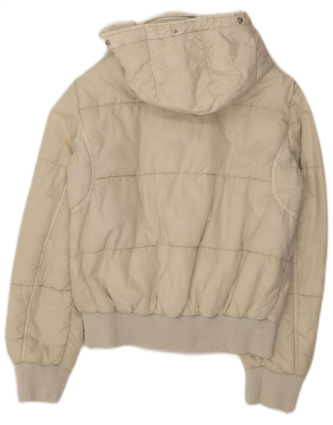 Gas Womens Hooded Padded Jacket IT 44 Medium Off White Polyamide