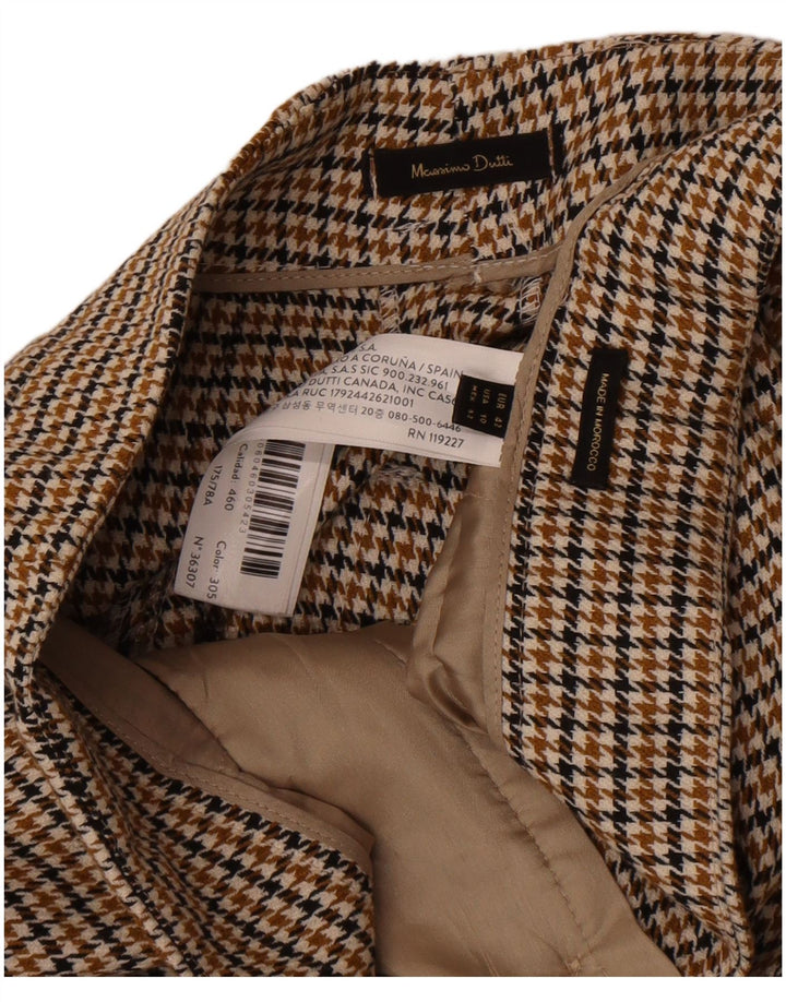 Massimo Dutti Womens Chino Trousers EU 42 Large W32 L32 Brown Houndstooth