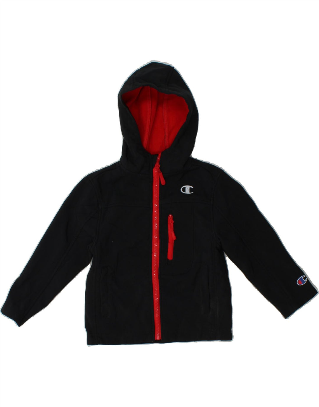 CHAMPION Boys Zip Hoodie Sweater 3-4 Years Black Polyester Vintage Champion and Second-Hand Champion from Messina Hembry 