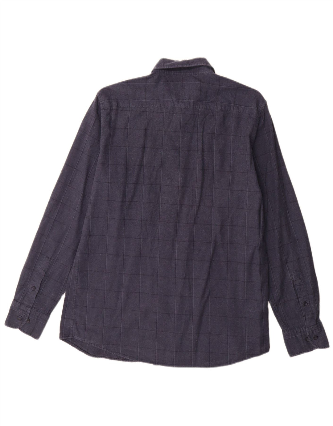 Massimo Dutti Mens Shirt Large Navy Blue Check Cotton