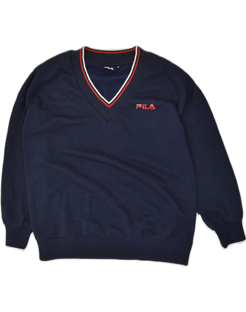 FILA Mens Sweatshirt Jumper Medium Navy Blue Cotton | Vintage Fila | Thrift | Second-Hand Fila | Used Clothing | Messina Hembry 