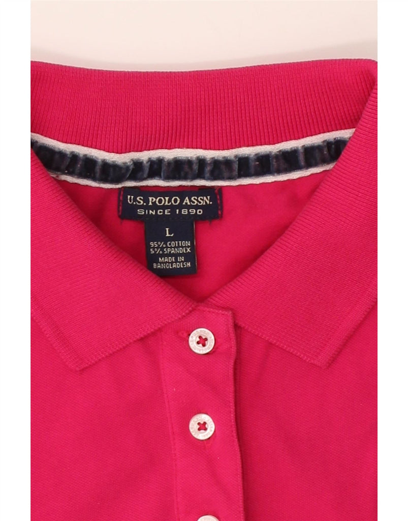 U.S. POLO ASSN. Girls Graphic Polo Shirt 11-12 Years Large Pink Cotton Vintage U.S. Polo Assn. and Second-Hand U.S. Polo Assn. from Messina Hembry 