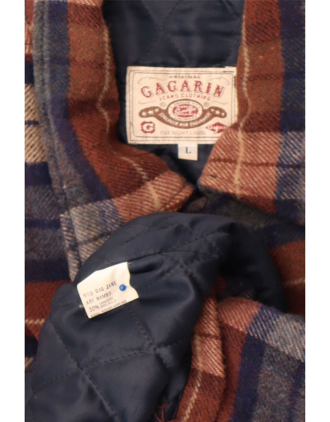 Vintage Mens Utility Jacket UK 40 Large Multicoloured Check Wool