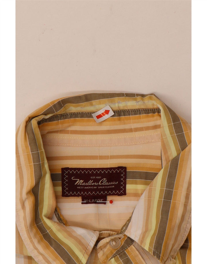 Marlboro Classics Mens Shirt 2XL Yellow Striped