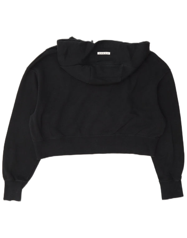 Nike Womens Crop Oversized Zip Hoodie Sweater UK 10 Small Navy Blue Cotton