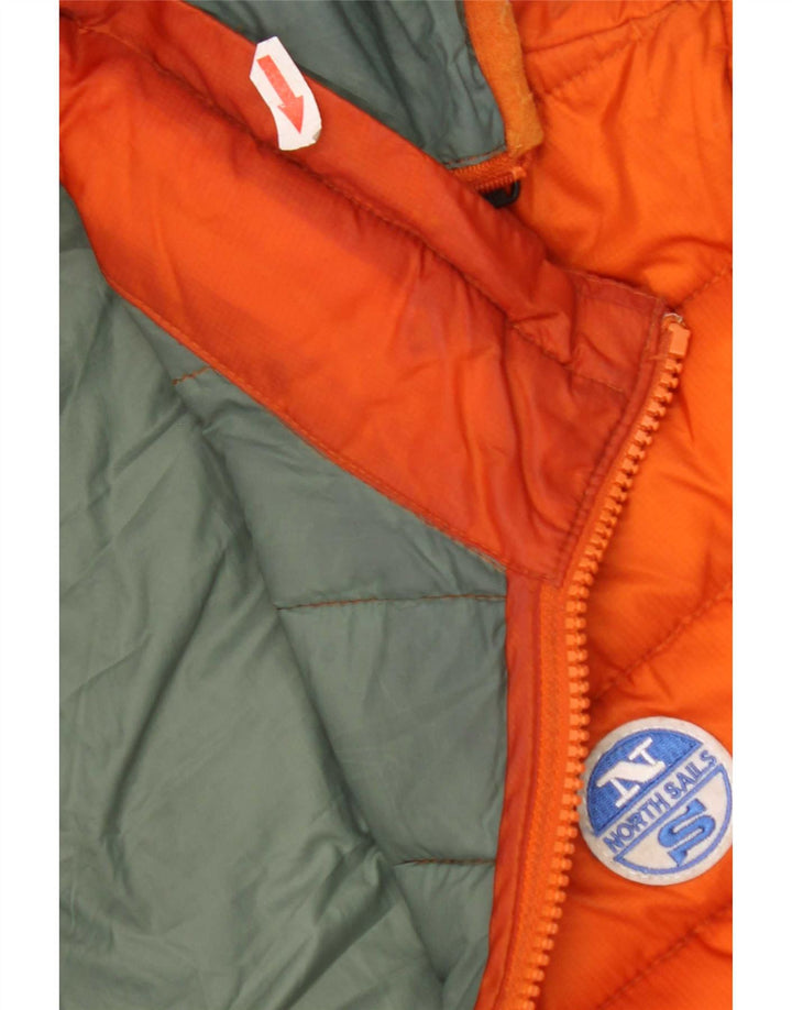 North Sails Mens Hooded Padded Jacket UK 40 Large Orange Polyester