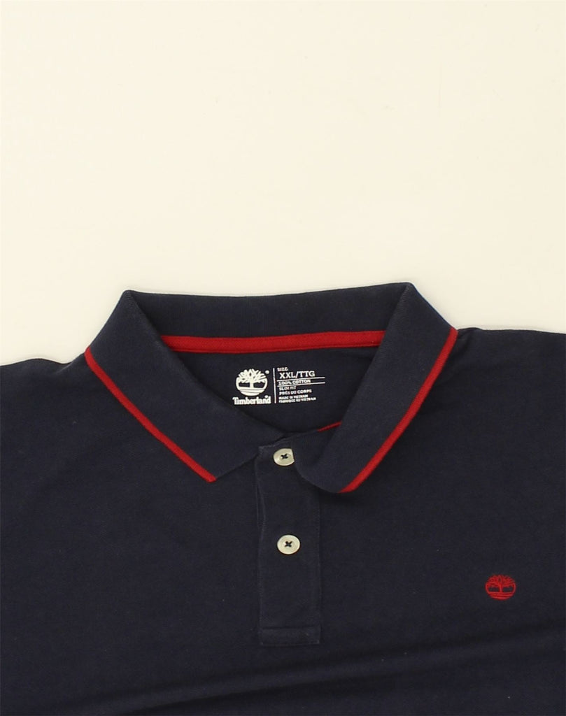 TIMBERLAND Mens Long Sleeve Polo Shirt 2XL Navy Blue Cotton | Vintage Timberland | Thrift | Second-Hand Timberland | Used Clothing | Messina Hembry 