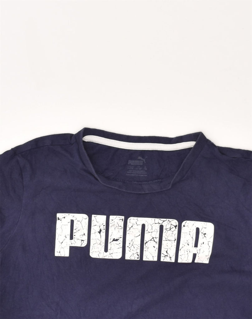 PUMA Boys Graphic T-Shirt Top 13-14 Years Navy Blue Cotton | Vintage Puma | Thrift | Second-Hand Puma | Used Clothing | Messina Hembry 