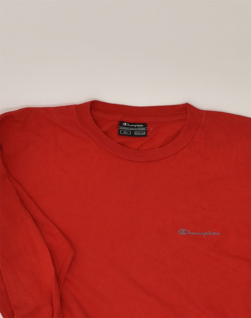 CHAMPION Boys Top Long Sleeve 13-14 Years Red Cotton | Vintage Champion | Thrift | Second-Hand Champion | Used Clothing | Messina Hembry 