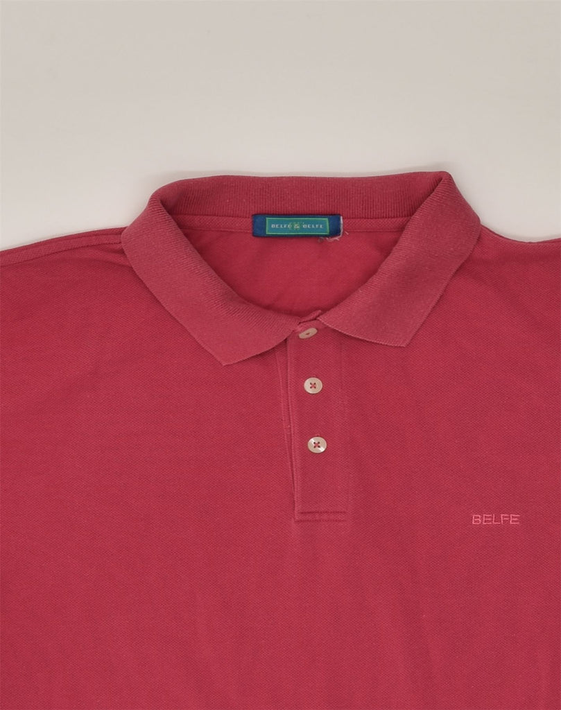 BELFE Mens Polo Shirt Medium Red Cotton | Vintage Belfe | Thrift | Second-Hand Belfe | Used Clothing | Messina Hembry 