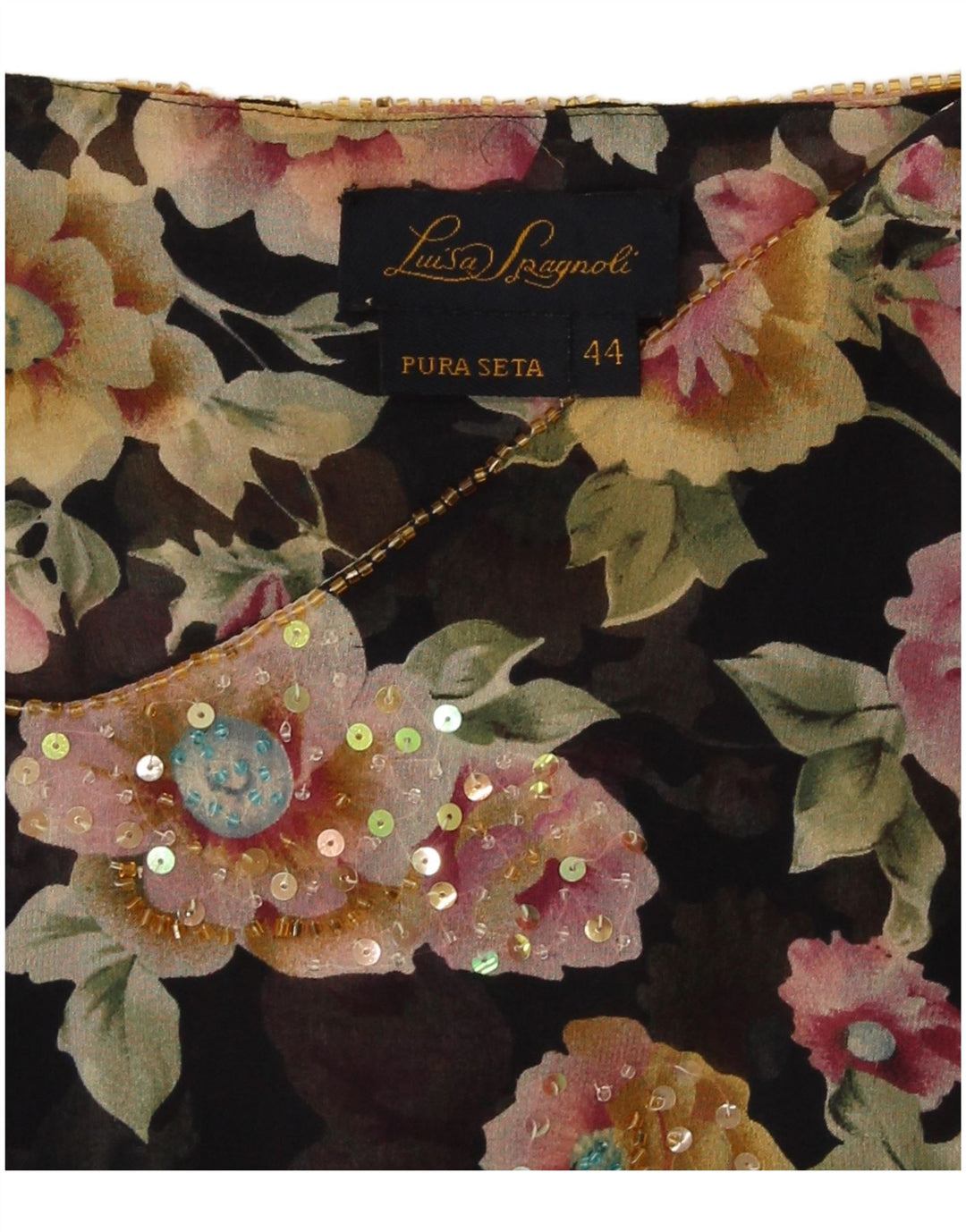 Luisa Spagnoli Womens Off Shoulder Blouse Top IT 44 Medium Black Floral