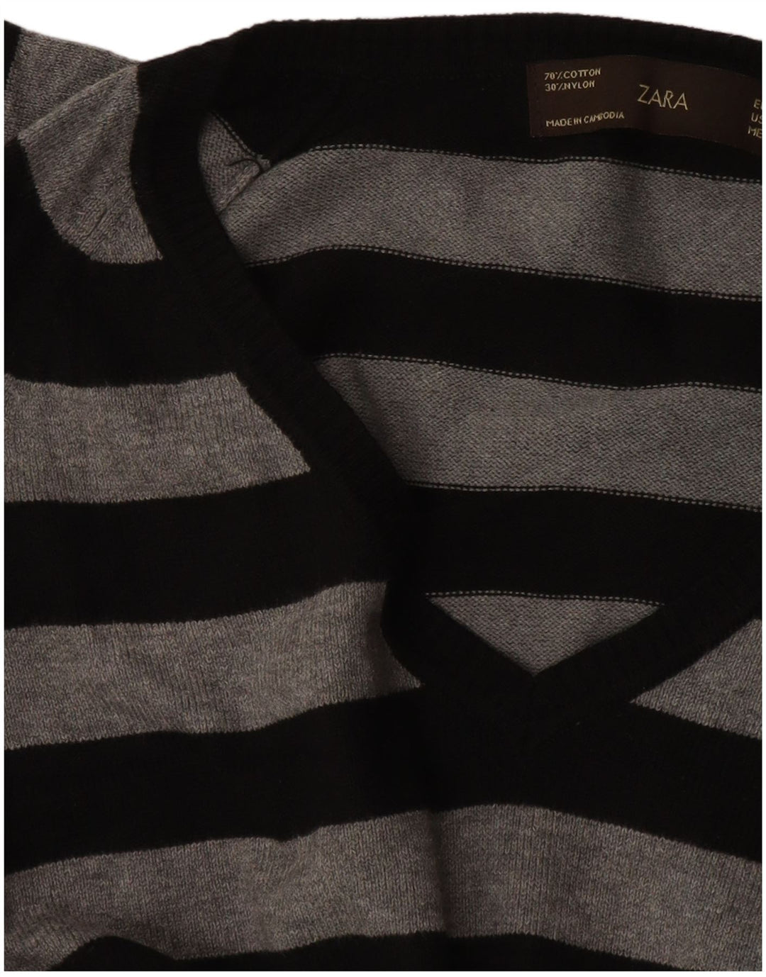 Zara Womens V-Neck Jumper Sweater UK 14 Large Black