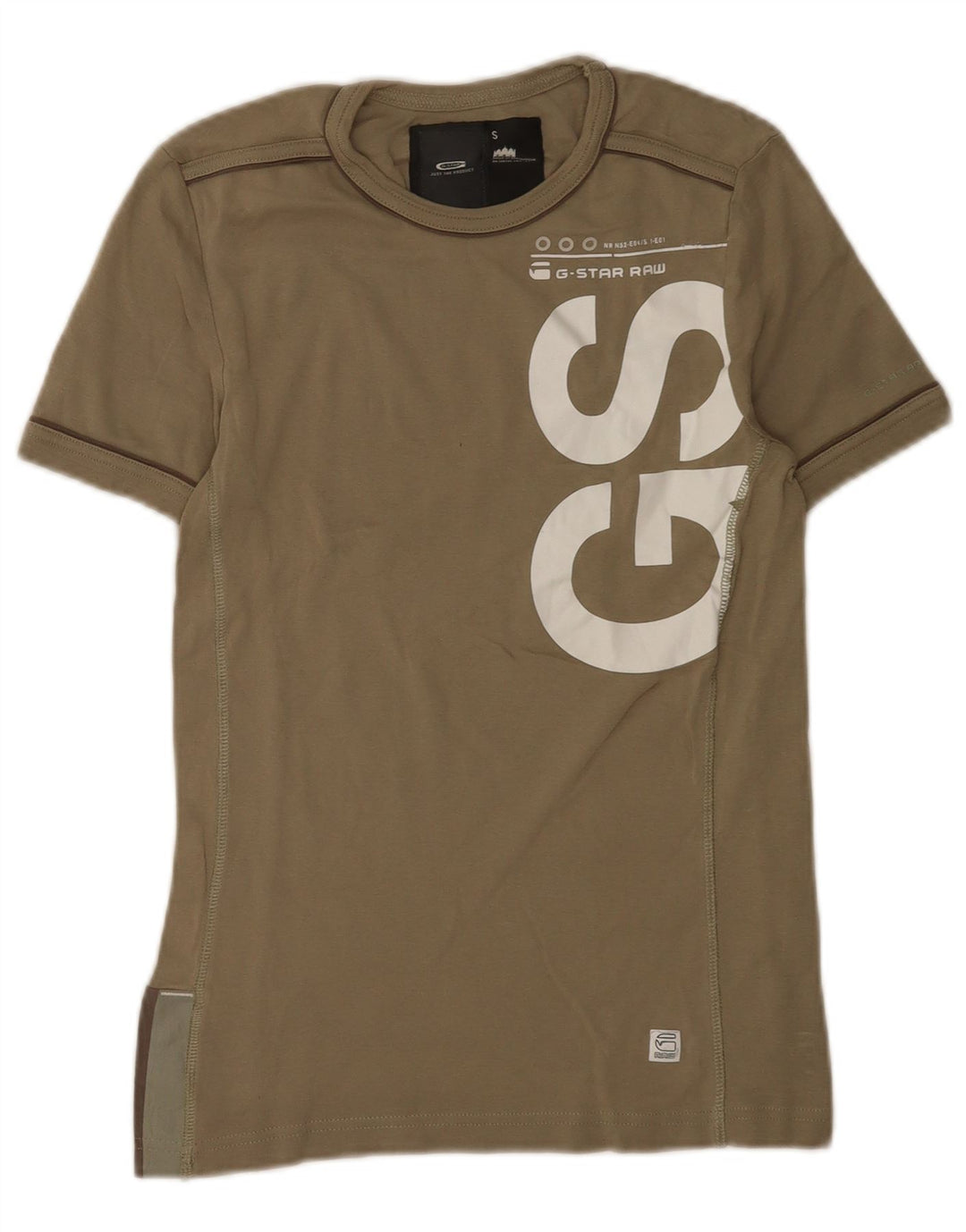 G-Star Mens Graphic T-Shirt Top Small Khaki Cotton