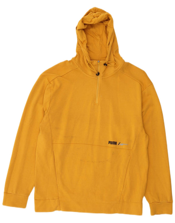 Puma Mens Hoodie Jumper Medium Yellow Cotton