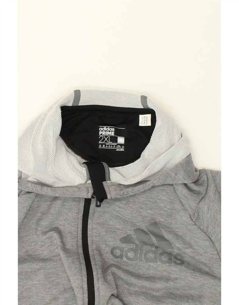 ADIDAS Mens Climalite Graphic Zip Hoodie Sweater 2XL Grey | Vintage Adidas | Thrift | Second-Hand Adidas | Used Clothing | Messina Hembry 