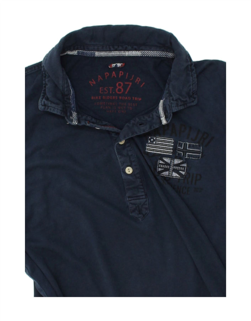 NAPAPIJRI Mens Polo Shirt Medium Navy Blue | Vintage Napapijri | Thrift | Second-Hand Napapijri | Used Clothing | Messina Hembry 