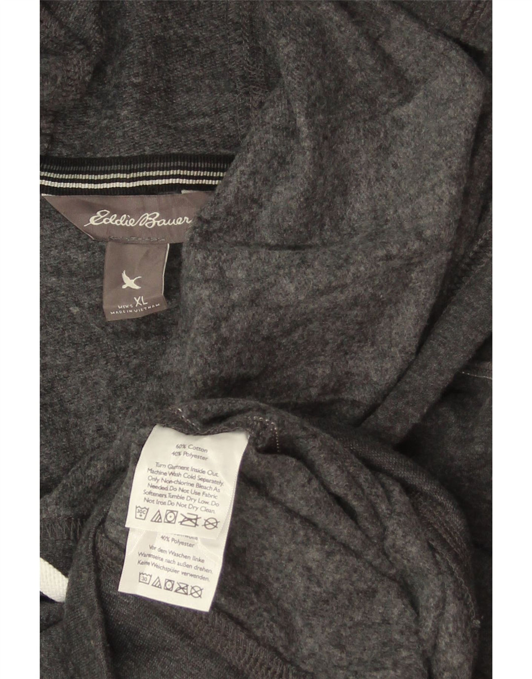 EDDIE BAUER Mens Hoodie Jumper XL Grey Cotton