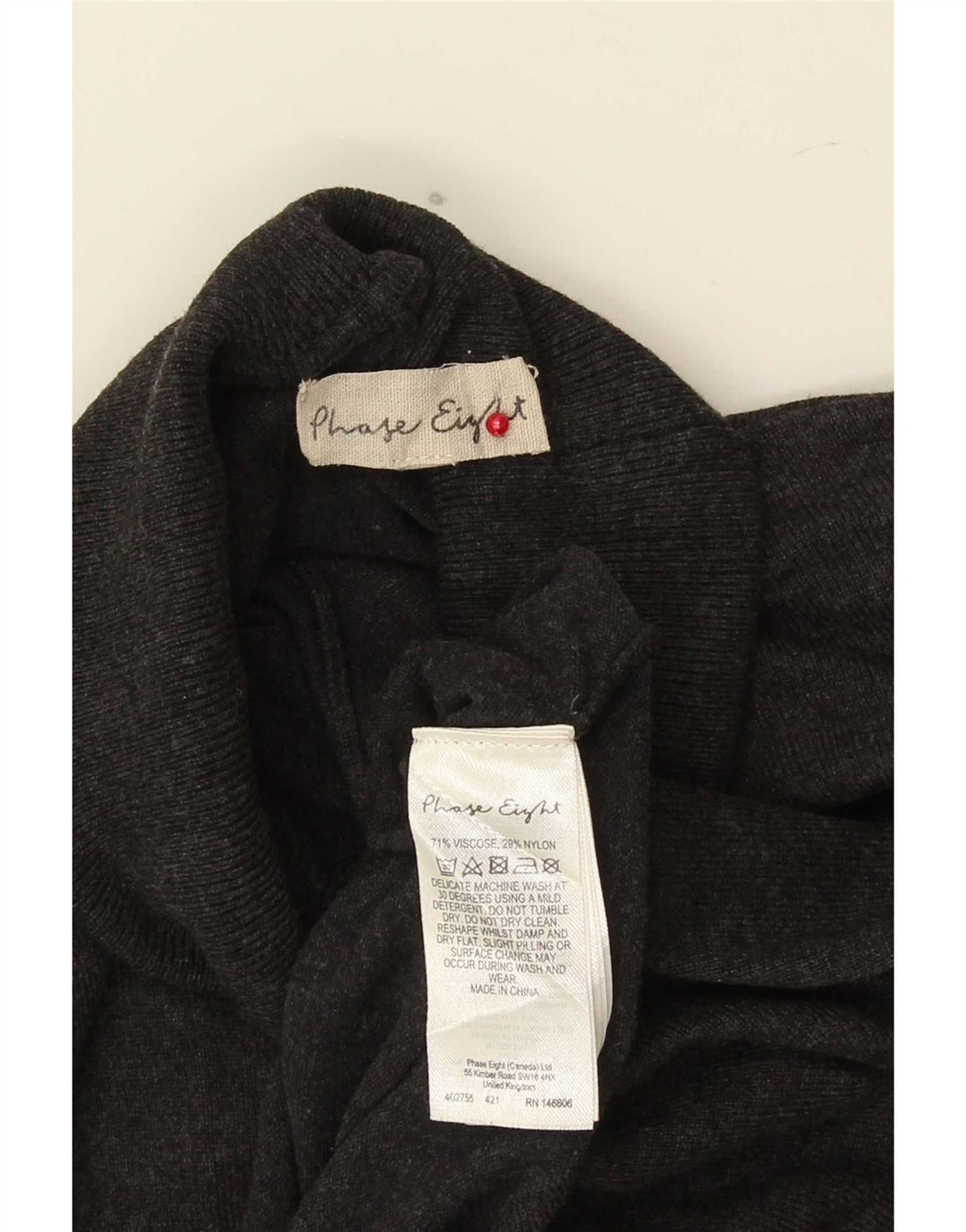 Phase Eight Womens Crop Roll Neck Jumper Sweater UK 14 Large Grey