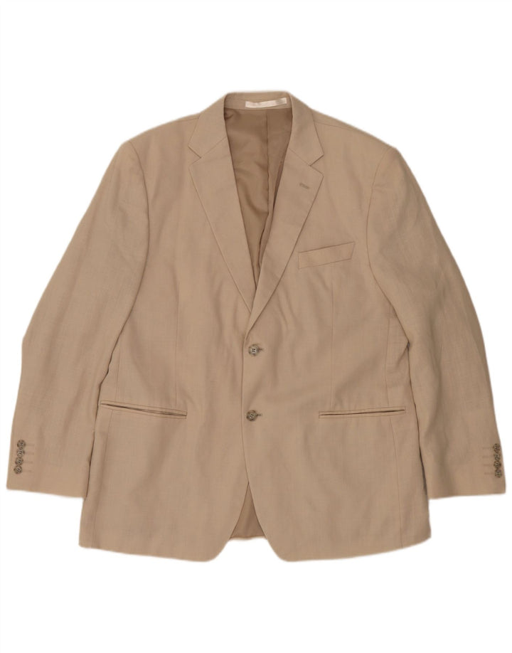 Marks & Spencer Mens 2 Button Blazer Jacket UK 44 XL Beige Linen