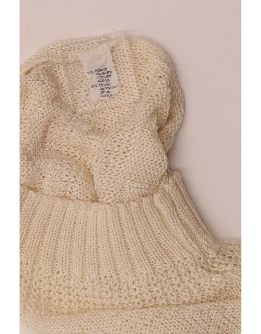 Vintage Womens Regular Fit Crew Neck Jumper Sweater UK 12 Medium Off White