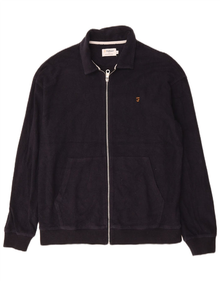Farah Mens Tracksuit Top Jacket Small Navy Blue Cotton