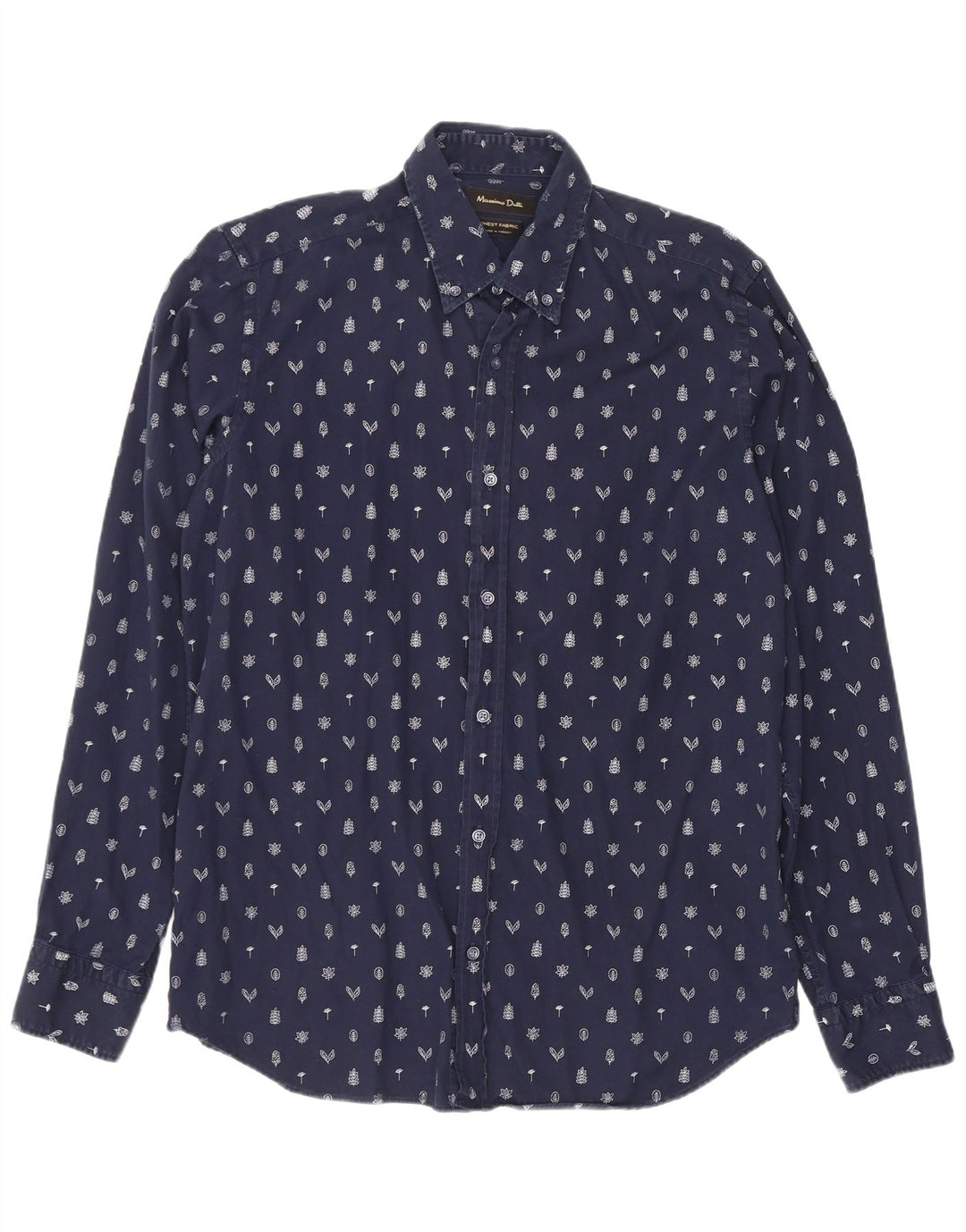 Massimo Dutti Mens Shirt Medium Navy Blue Floral