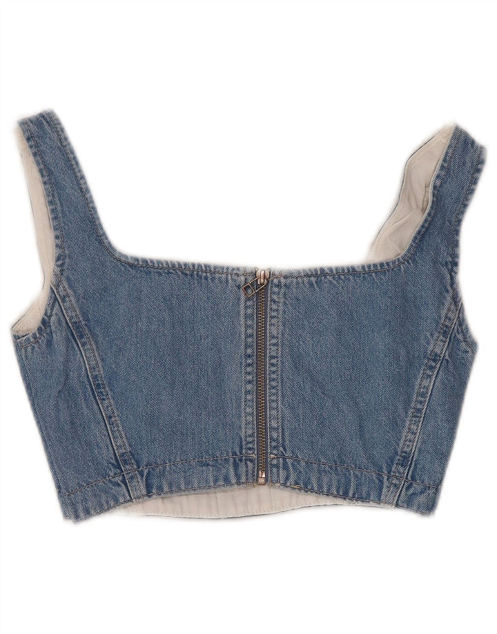 CALVIN KLEIN JEANS Womens Sleeveless Denim Crop Top UK 6 XS Blue