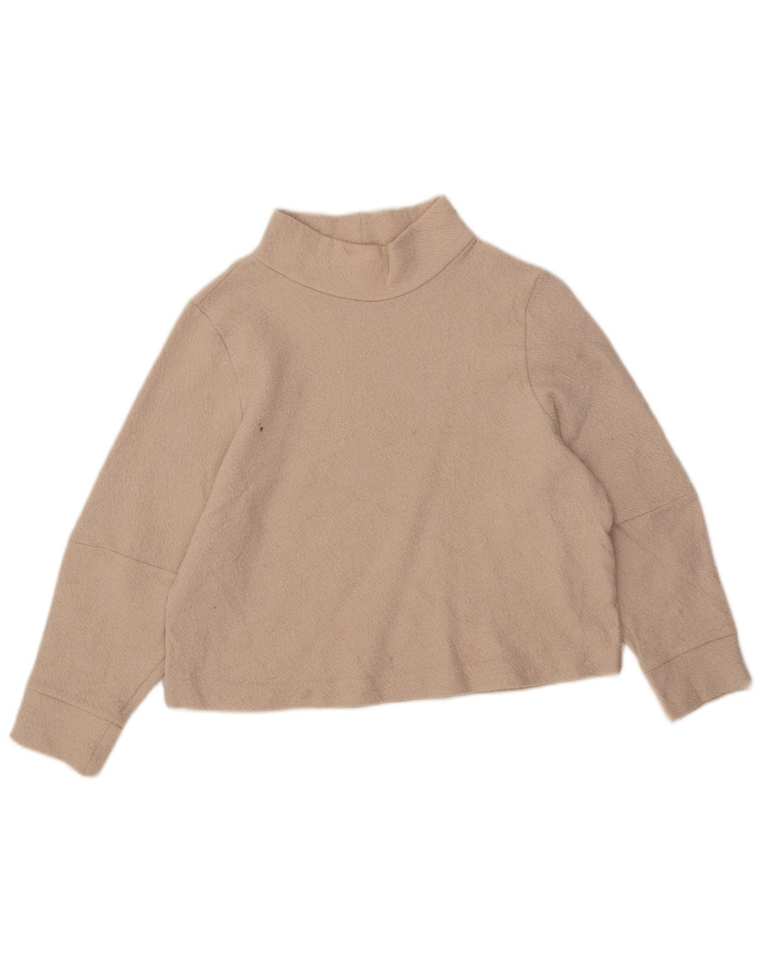 Cos Womens 3/4 Sleeve Turtle Neck Jumper Sweater UK 14 Medium Beige Wool