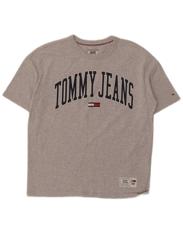 Tommy Hilfiger Womens Oversized Graphic T-Shirt Top UK 6 XS Grey Cotton