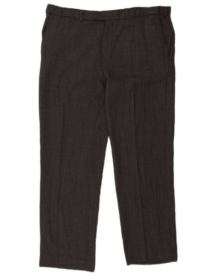 Marks & Spencer Mens Straight Suit Trousers W38 L30 Grey Wool