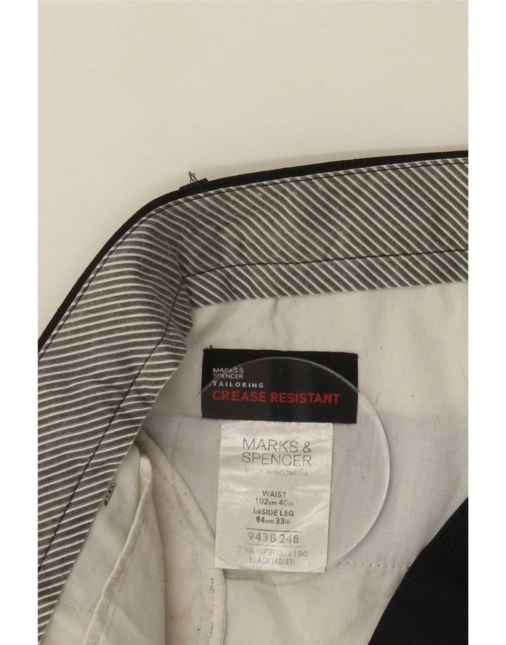 Marks & Spencer Mens Straight Suit Trousers W40 L33 Black Polyester