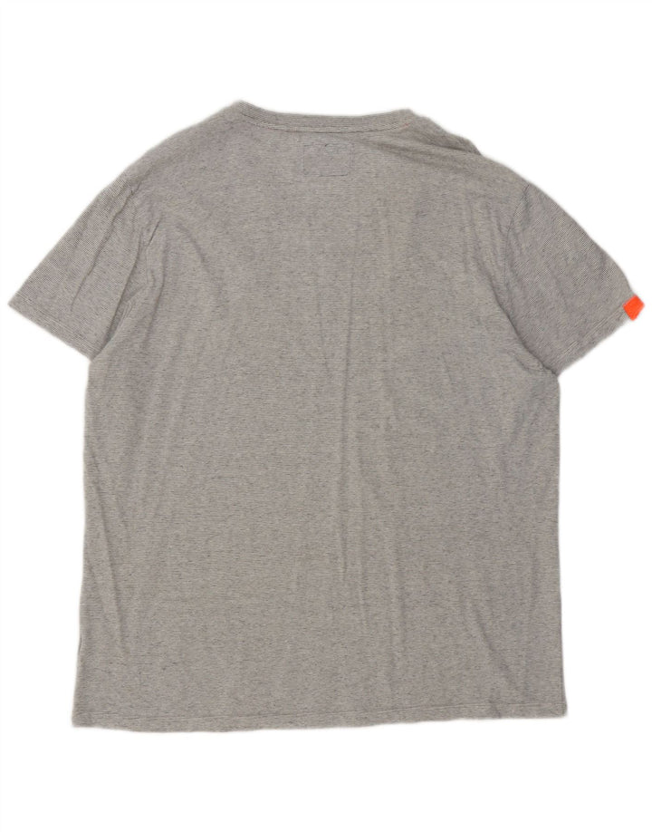 Superdry Womens T-Shirt Top 3XL Grey Striped Cotton