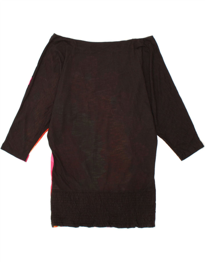 DESIGUAL Womens Batwing Blouse Top UK 10 Small Black Geometric Vintage Desigual and Second-Hand Desigual from Messina Hembry 