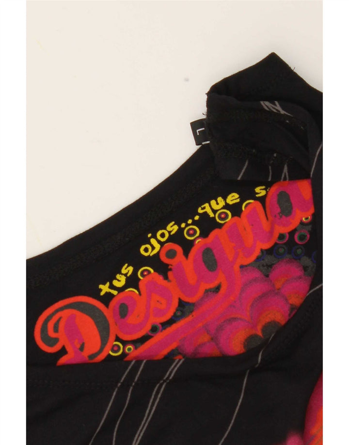 Desigual Womens Graphic Vest Top UK 14 Large Black