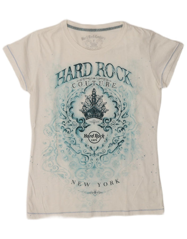 Hard Rock Cafe Womens New York Graphic T-Shirt Top UK 10 Small White