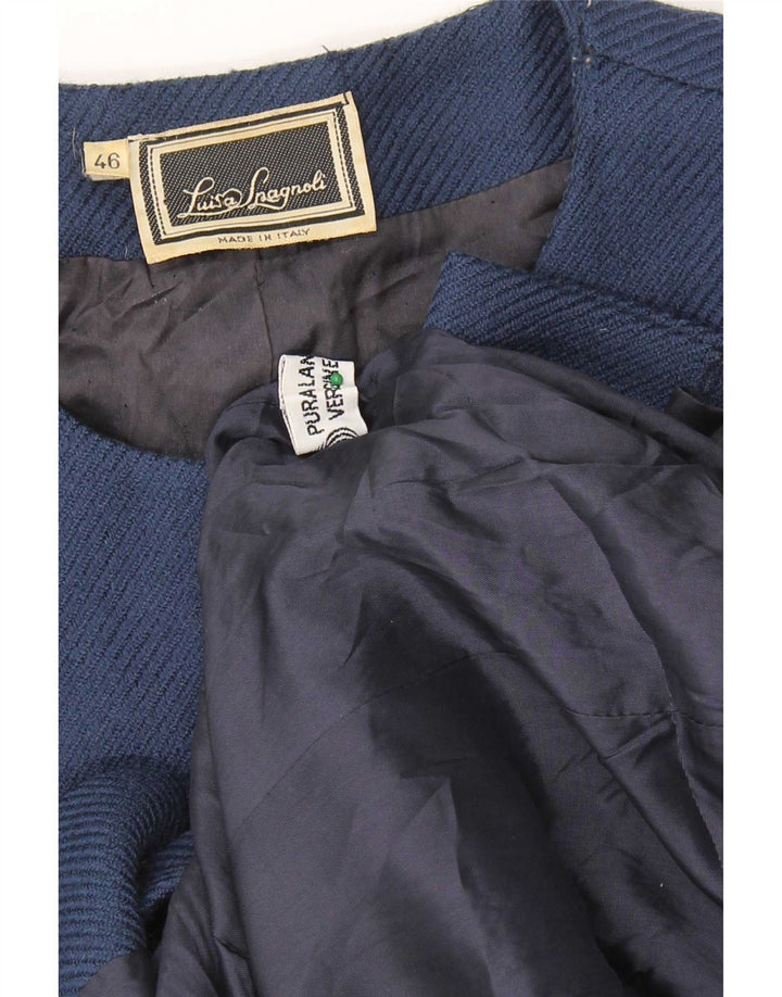 Luisa Spagnoli Womens 5 Button Blazer Jacket IT 46 Large Blue Virgin Wool