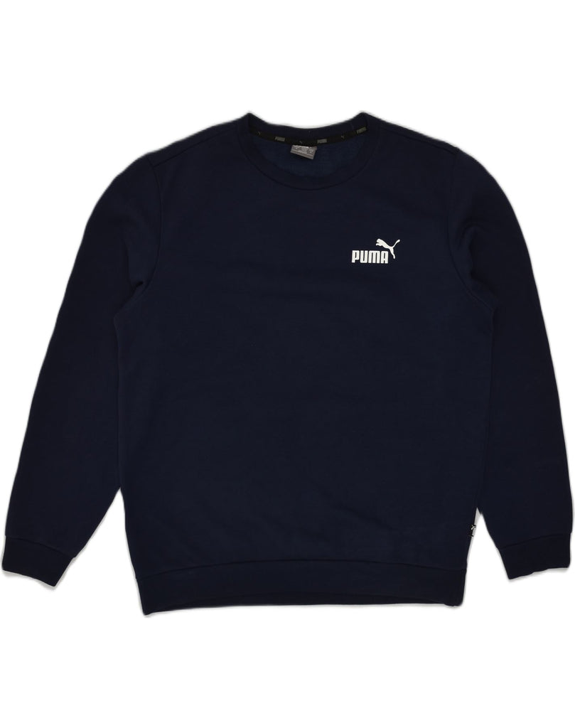 PUMA Mens Sweatshirt Jumper Medium Navy Blue Cotton | Vintage Puma | Thrift | Second-Hand Puma | Used Clothing | Messina Hembry 