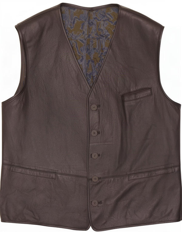 Vintage Mens Leather Gilet UK 42 XL Black