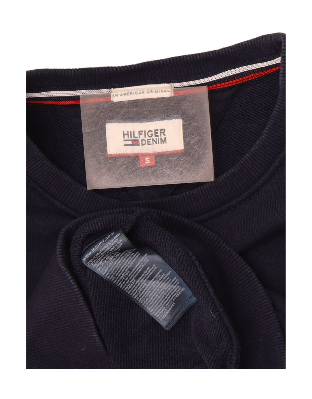 TOMMY HILFIGER Mens Graphic Sweatshirt Jumper Small Navy Blue Cotton