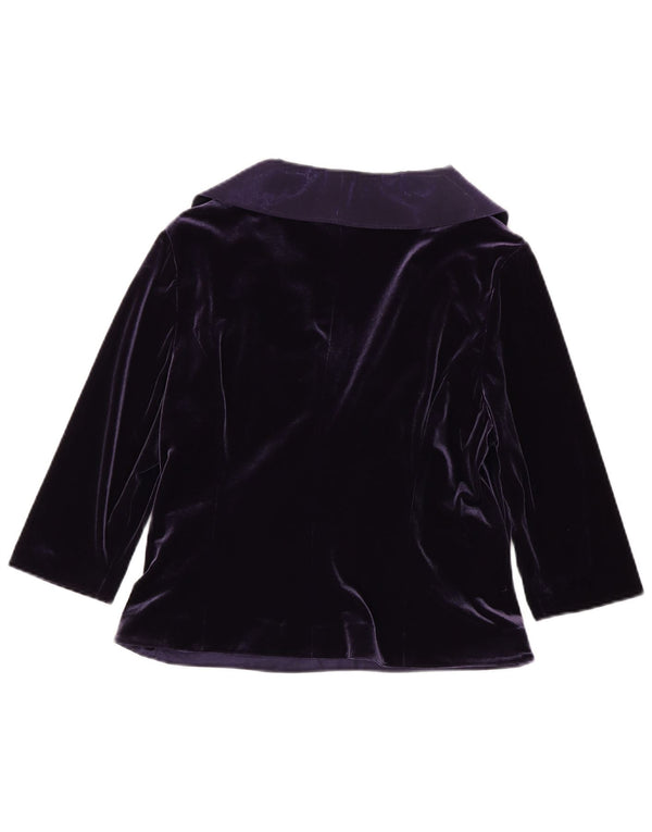 Minuet Womens 3/4 Sleeve Velvet Blouse Top UK 16 Large Purple Polyester