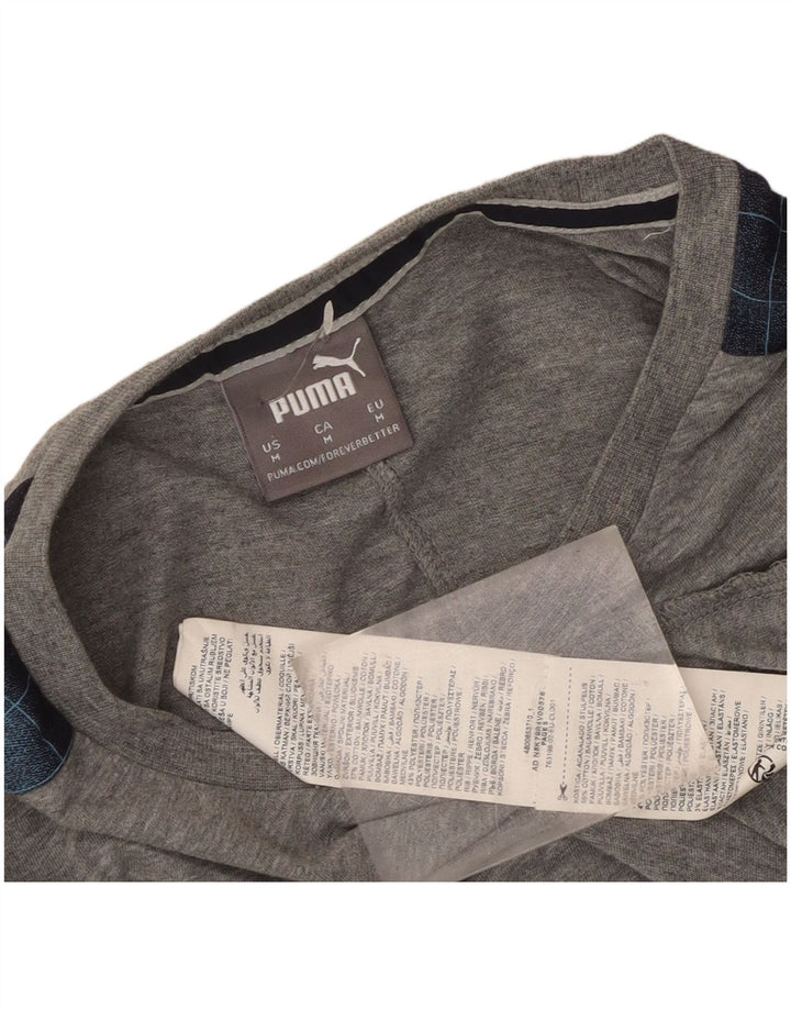 Puma Mens T-Shirt Top Medium Grey Colourblock Cotton