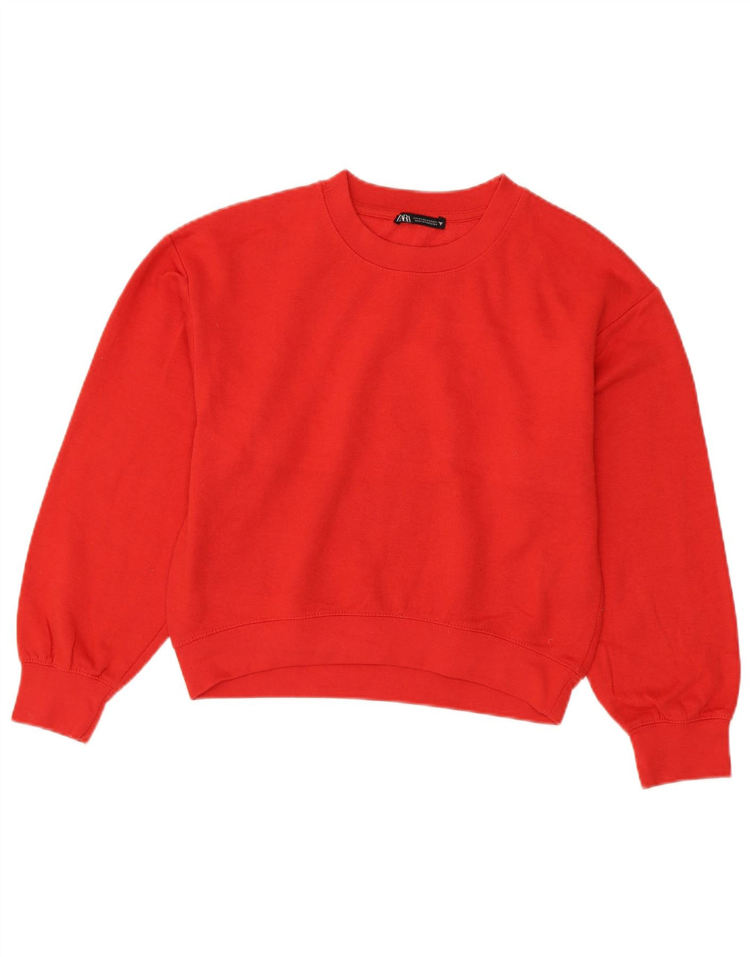 Zara Womens Crop Sweatshirt Jumper UK 14 Medium Red Polyester